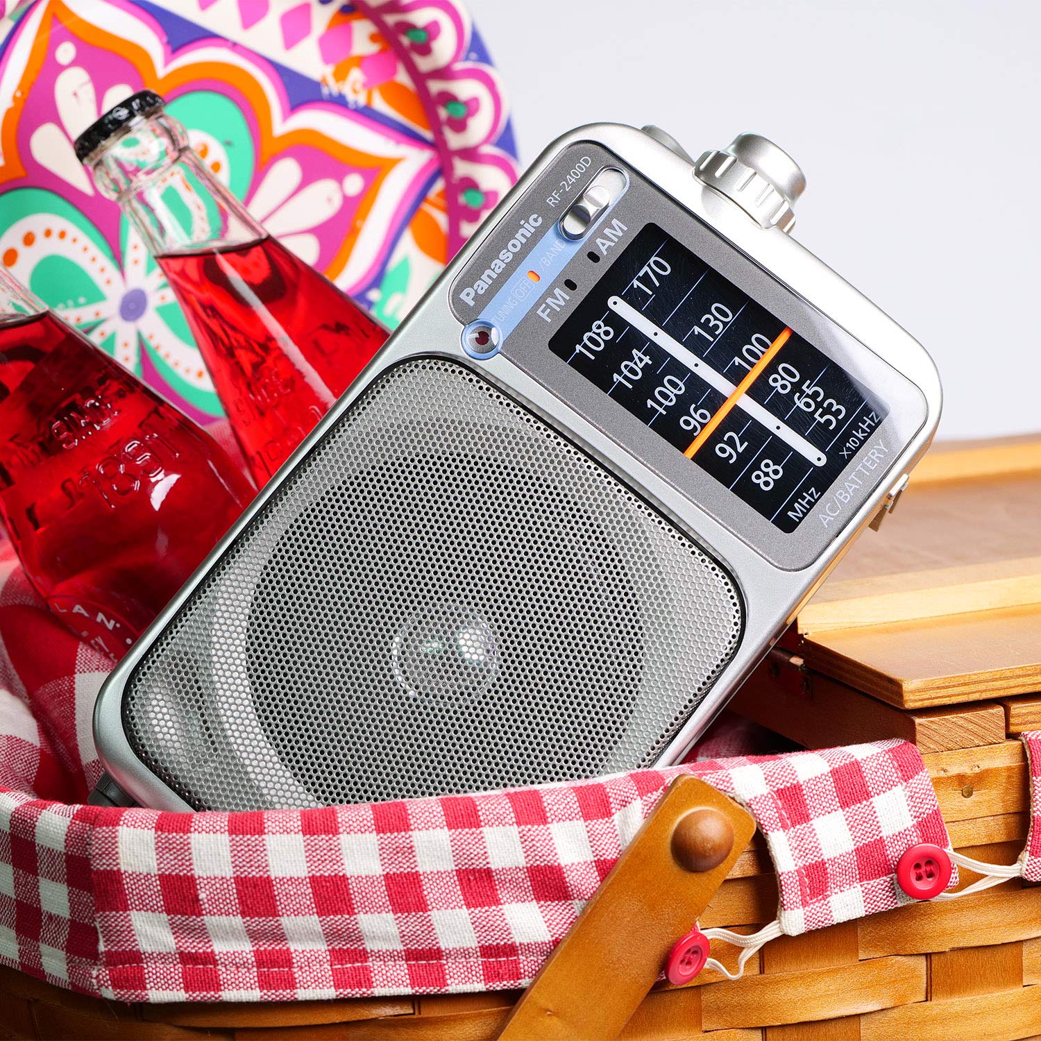 Panasonic Portable AM / FM Radio, Battery Operated Analog Radio, AC Powered, Silver (RF-2400D) 22.8 x 7.8 x 10.8