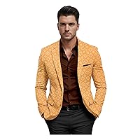 Elina fashion Mens Jacquard Spread Collar Blazer Slim Fit Stylish Suit Jacket for Wedding Party Prom