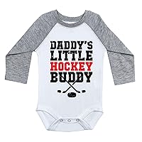 Hockey Raglan Onesie, Daddy's Little Hockey Buddy, Long Sleeve Baby Onesie