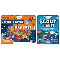 Skillmatics United States Map Puzzle & Scout It Out The 50 States Bundle, Fun Educational Games for Kids and Adults