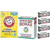 Laundry Soap Kit - Fels Naptha 4 bars, 20 Mule Team Borax Natural Laundry Booster, & Arm & Hammer Super Washing Soda