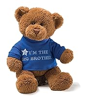 GUND “I’m The Big Brother” Message Bear with Blue T-Shirt, Teddy Bear Stuffed Animal for Ages 1 and Up, Brown, 12”