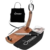 Professional Ham Stand Lacquered with Ham Knife + Sharpening Steel + Ham Cover + Kitchen Cloth + Apron + Tongs - Ham Holder Ideal for Serrano Ham, Iberico Ham and Italian Prosciutto - Jamonprive