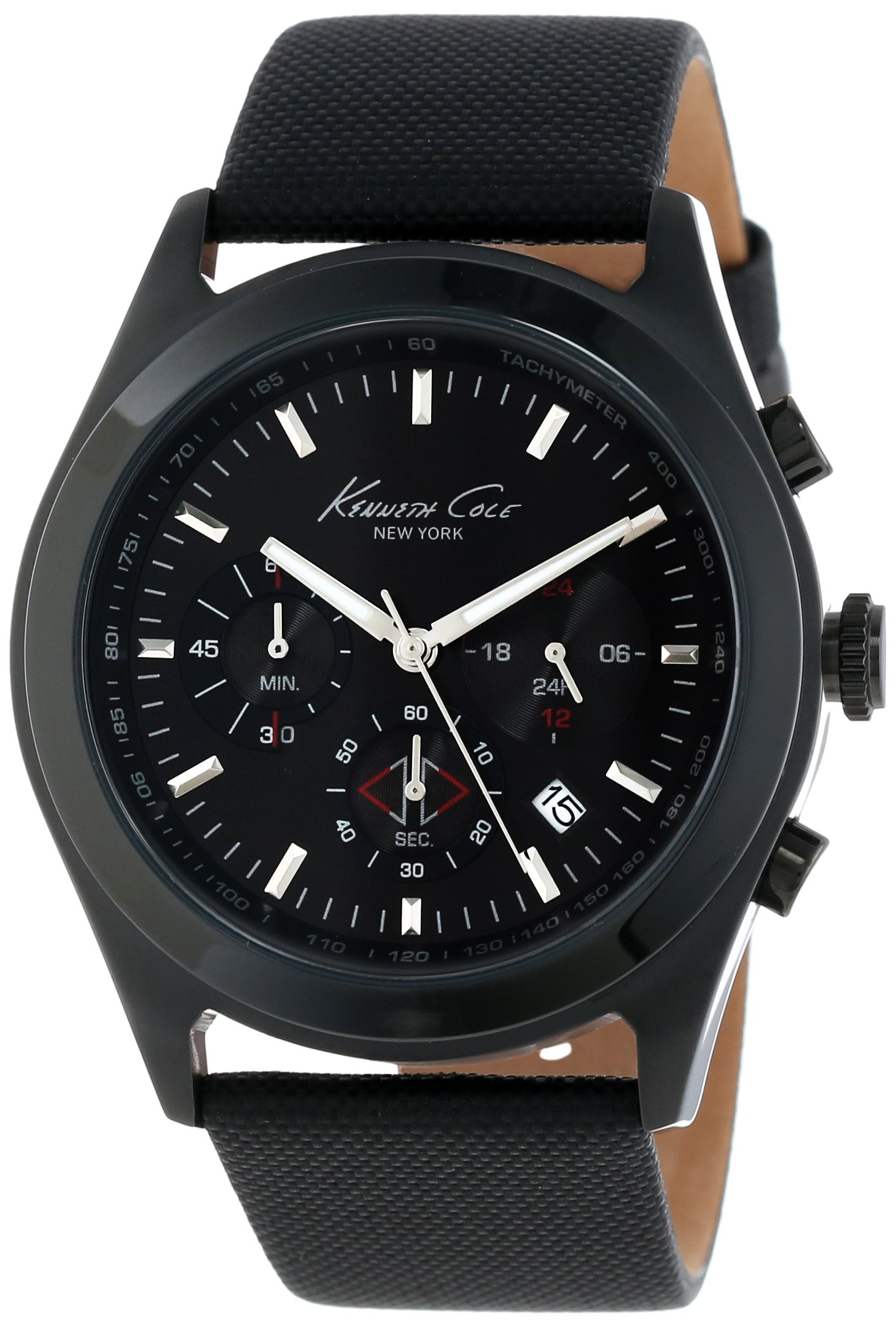 Kenneth Cole New York Men's Japanese Quartz Stainless Steel Case Silicone Strap Black,(Model:KC1901)