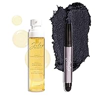 Julep Makeup Remover Perfection Set: Eyeshadow 101 Creme to Powder Midnight Blue Shimmer Eyeshadow Stick and Vitamin E Cleansing Oil and Makeup Remover