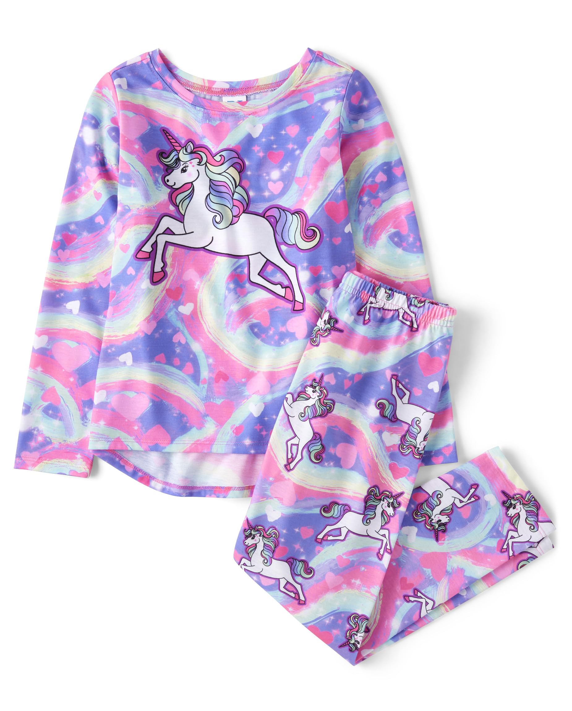 The Children's Place Girls' Long Sleeve Top and Pants 2 Piece Pajama Set Seasonal