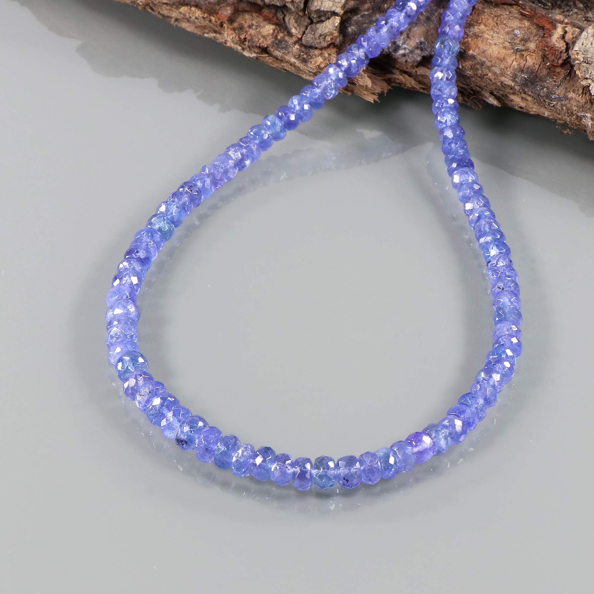 NirvanaIN Natural Tanzanite Necklace, Sterling silver necklace, Tanzanite Gemstone Smooth Beads, Genuine Tanzanite Jewelry, Dainty Blue Necklace