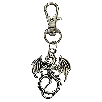 Metal flying dragon antique silver color keychain zipper charm swivel clasp