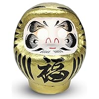 Daruma Doll 3.7inch Tall (Gold), Paper-Mache, Traditional Crafts, Handcrafted in Japan