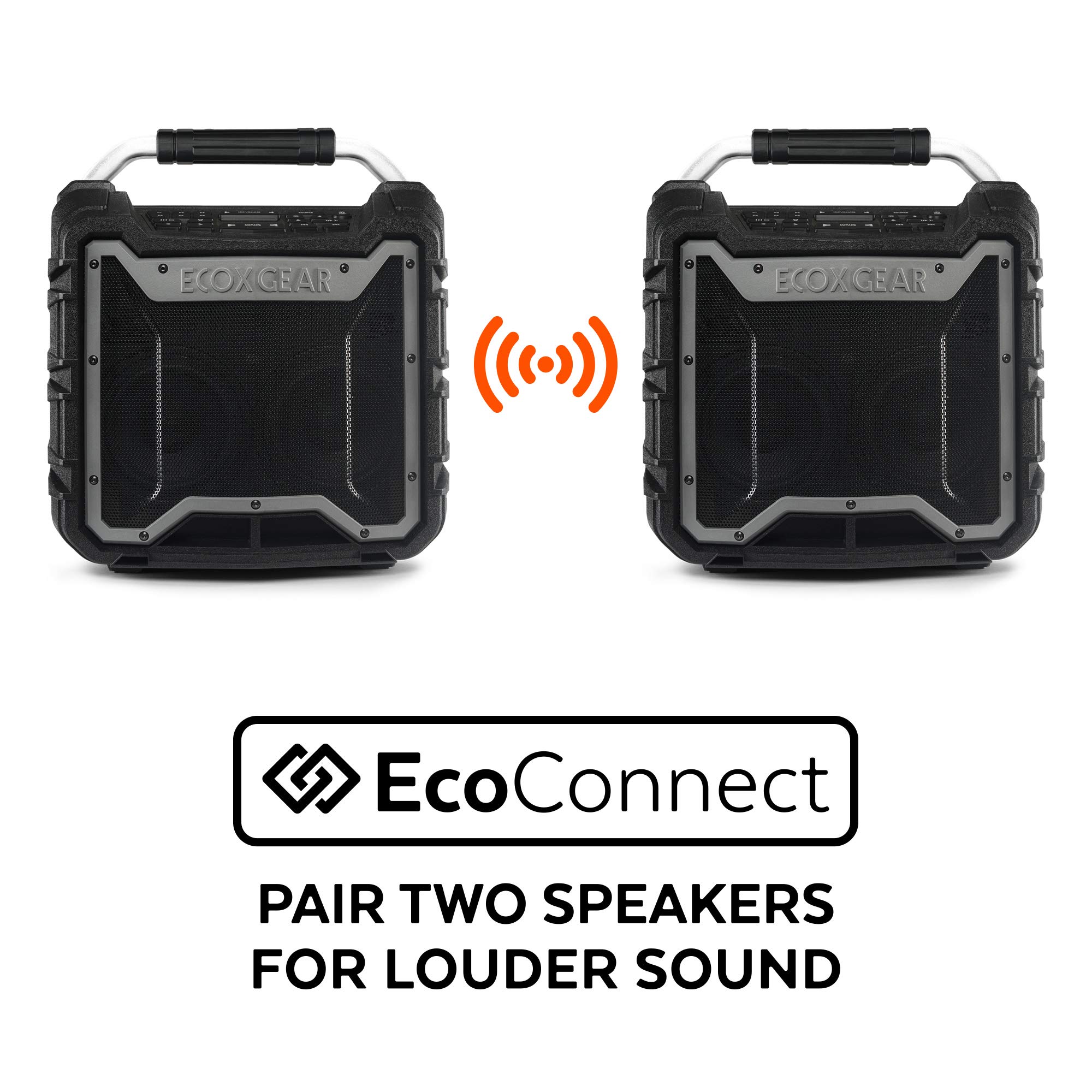 ECOXGEAR EcoTrek GDI-EXTRK210 Rugged Waterproof Floating Portable Bluetooth Wireless 100 Watt Stereo Smart Speaker and PA System (Gray)