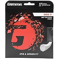 Gamma Sports AMP MOTO Tennis Racket String Polyester Series- Heptagonal Shape Delivers Maximum Ball Bite, Spin, Power, and Control - 16 or 17 Gauge (Black, Lime)