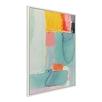 Kate and Laurel Sylvie United Colors II Framed Canvas Wall Art by Amy Lighthall, 28x38 White, Modern Soft Watercolor Abstract Art for Wall Home Décor