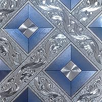 Q QIHANG DAWEI Silver Foil Mosaic Rhombus Flicker KTV Room Home Decorative Wallpaper Silver Blue Color 1.73'W x 32.8‘L’