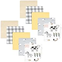 Hudson Baby Unisex Baby Flannel Cotton Washcloths, Cute Farm 10 Pack, One Size