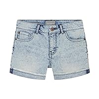 Lucky Brand Girls' Cuffed Jean Shorts, Stretch Denim with 5 Pockets, Mid to High Rise Waist, Riley Indigo Marble