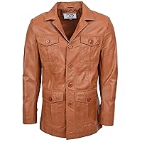 DR136 Men's Classic Safari Leather Jacket Tan