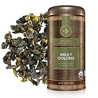 Teabloom Organic Oolong Tea, Milky Oolong Loose Leaf Tea, Rolled Leaves Famous for its Milky Taste and Silky Texture, 3.53 oz/100 g Canister Makes 35-50 Cups