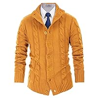 PJ PAUL JONES Men's Casual Stand Collar Cardigan Button Down Cable Knitted Sweater