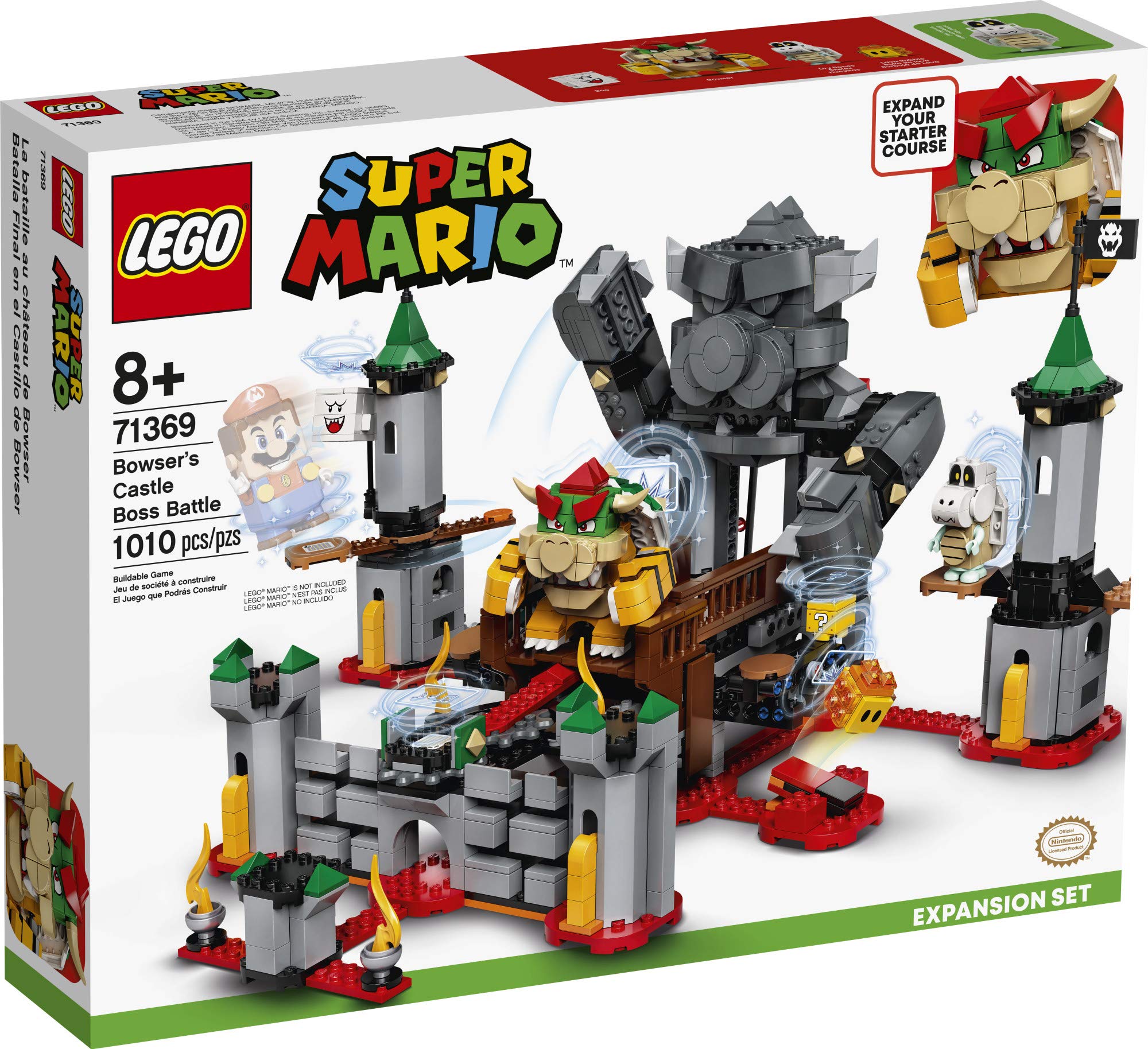 LEGO Super Mario Bowser's Castle Boss Battle Expansion Set 71369 Building Kit; Collectible Toy for Kids to Customize Their Super Mario Starter Course (71360) Playset (1,010 Pieces)