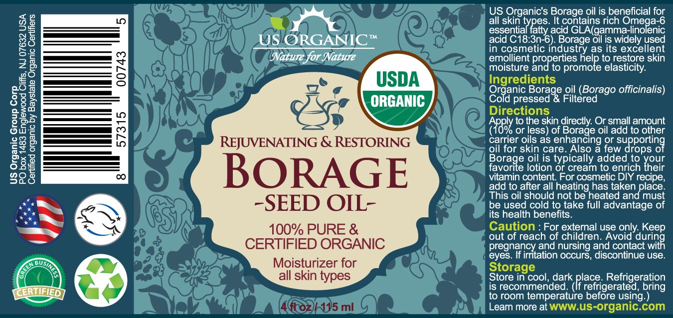US Organic Borage seed Oil (18% GLA), USDA Certified Organic, 100% Pure & Natural, Cold Pressed, aka Starflower oil, in Amber Glass Bottle w/Glass Eye dropper for Easy Application (4 oz (115 ml))