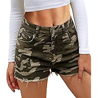 Womens Jean Shorts High Waisted Denim Shorts Ripped Frayed Casual Stretchy Shorts for Summer