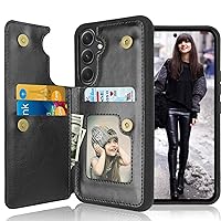 Tekcoo Galaxy A54 5G Wallet Case, Minimalist Luxury PU Leather ID Cash Credit Card Holder Slots Magnetic Closure Kickstand Folio Flip Slim Protective Cover for Samsung Galaxy A54 5G [Black]