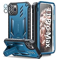 FNTCASE for iPhone 11 Pro-Max Case: Rugged Shockproof Protective Cases with Kickstand - Heavy Duty Dual Layer Military Grade Drop Proof Protection Cell Phone Cover (Blue)