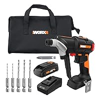 Worx Nitro 20V SwitchDriver 2.0, 2-in-1 Brushless Cordless Drill Driver, Drill Set Rotatable Dual 1/4