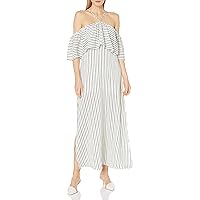 Lucca Couture Women's High Neck Strap Ruffle Overlay Maxi Dress