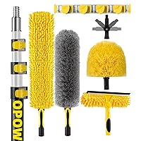 25 Foot High Ceiling Duster Kits with 6-18ft Heavy Duty Extension Pole, High Reach Duster for Cleaning,Microfiber Feather Duster,Cobweb Duster,Ceiling Fan Duster,Window Squeegee & Cleaner