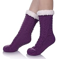 SDBING Women's Winter Super Soft Warm Cozy Fuzzy Fleece-Lined with Grippers Slipper Socks