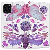 Wallet Case Replacement for iPhone 15 14 13 Pro Max 12 Mini 11 Xr Xs 10 X 8 7+ SE Butterfly Folio Moth Watercolor Magnetic Snap Wings Succulent Flip PU Leather Crystal Cover Card Holder