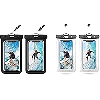 JOTO (2 Pack Universal Waterproof Pouch Black Bundle with (2 Pack) Floating Waterproof Phone Pouch Clear