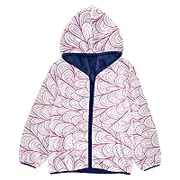 Boy Hooded Fleece Jacket Floral Pink Doodle Cute Toddler Girl Winter Coat Navy Blue Girl Zip Up Jacket 3T