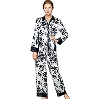 Women's 100% Silk Pajama, Jewel Garden Floral Print, Flattering Fit, Sleepwear, Lingerie