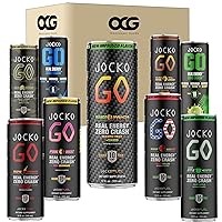 Jocko GO Energy Drink Varierty Pack (9-Pack).12OZ, MANGO PASSIONFRUIT MANGO, LEMON LIME CITRUS, BLACK CHERRY, ICED TEA LEMONADE, ORANGE, PINEAPPLE COCONUT, PINK LEMONADE, SOUR APPLE, WATERMELON by OCG