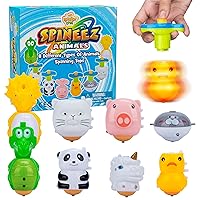 Light Up Animal Spinning Tops for Kids, 8 UFO Toys with Flashing LED Lights, Fun Stocking Stuffers, Birthday Party Favors, Goodie Bag Fillers Gift for Boys and Girls 3 4 5 6 7 8