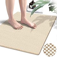 Shower Mats Non Slip Without Suction Cups, 23.6×34.6 Inch, Bath Mat for Textured Tub Surface, Loofah Mats for Shower and Bathroom, Quick Drying, Beige