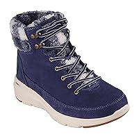 Skechers Women's Glacial Ultra-Timber Snow Boot, Navy/Natural, 6.5