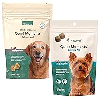 NaturVet Quiet Moments Senior Wellness Calming Aid Dog Supplement, Helps Promote Relaxation, Reduce Stress, Storm Anxiety, Motion Sickness for Dogs & Quiet Moments Calming Aid Dog Supplement – 65 Ct.