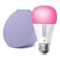 Echo Pop in Lavender Bloom bundle with TP-Link Kasa Smart Color Bulb