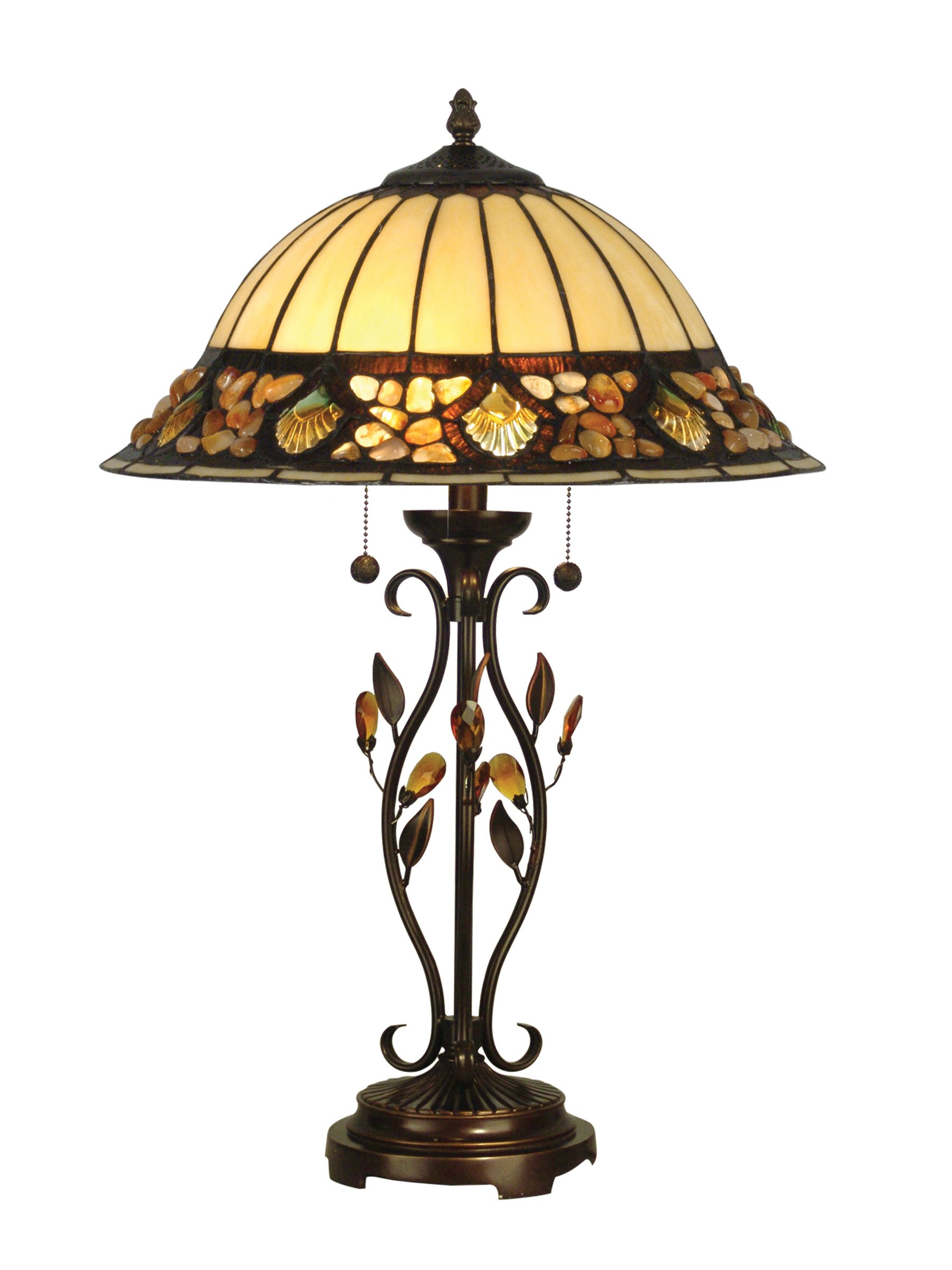 Dale Tiffany TT90172 Pebblestone Table Lamp, Antique Golden Sand and Art Glass Shade 27.00x16.00x16.00