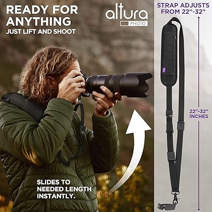 Altura Photo Camera Neck Strap w. Quick Release & Safety Tether - Camera Straps For Photographers - Adjustable DSLR Camera Strap for Sony, Nikon & Canon - Safe & Secure Camera Strap Quick Release