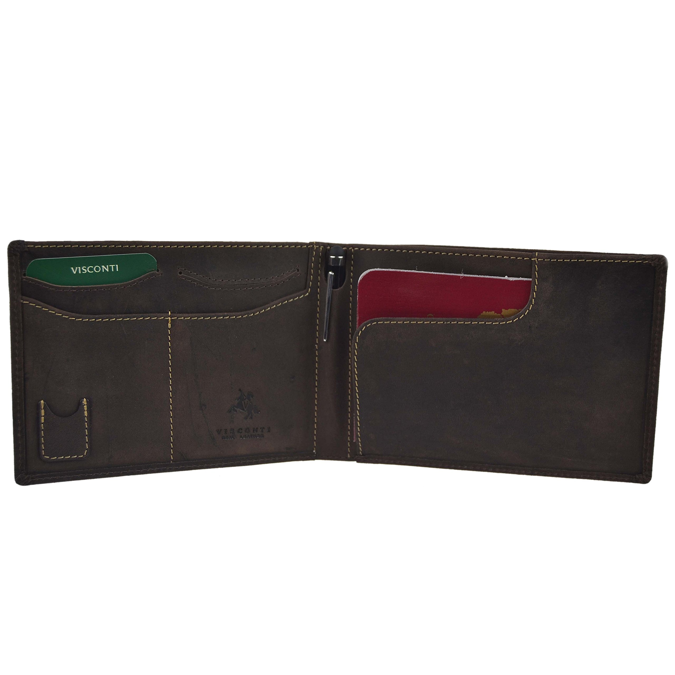 Visconti Men's Oil Leather Travel Wallet Onesize Brown