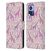Head Case Designs Officially Licensed Micklyn Le Feuvre Pink Giraffes Wildlife Leather Book Wallet Case Cover Compatible with Motorola Edge 30 Neo 5G