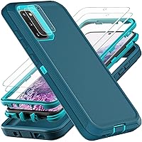 for Samsung Galaxy S20 Case, Military Grade Shockproof/Drop Proof/Dust Proof Case with 2Pcs Self Healing Flexible TPU Screen Protector & Camera Lens Protector (Blue/Turquoise)