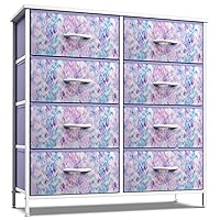 Sorbus Dresser with 8 Drawers - Furniture Storage Chest Tower Unit for Bedroom, Hallway, Closet, Office Organization Steel Frame, Wood Top, Easy Pull Fabric Bins (8-Drawer, Tie-dye Blue/Pink/Purple)