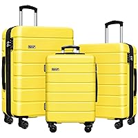 Explorer Light Weight Hardside Expandable Luggage Spinner Wheels Suitcase W/TSA Lock, Yellow, 3 Piece Set