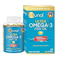 Qunol Fish Oil Omega 3 Mini Softgels, 1000mg Omega 3 EPA + DHA, Ultra Pure Supplements, Heart Health Support, Lemon Flavor, Easy to Swallow Minis, 3 Month Supply, 180 Count