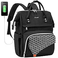 LOVEVOOK Laptop Backpack Women 17 Inch Travel Backpack Casual Daypack College Backpack Teacher Nurse Work Bags Computer Purse Backpack with USB Port Water Resistant,Black
